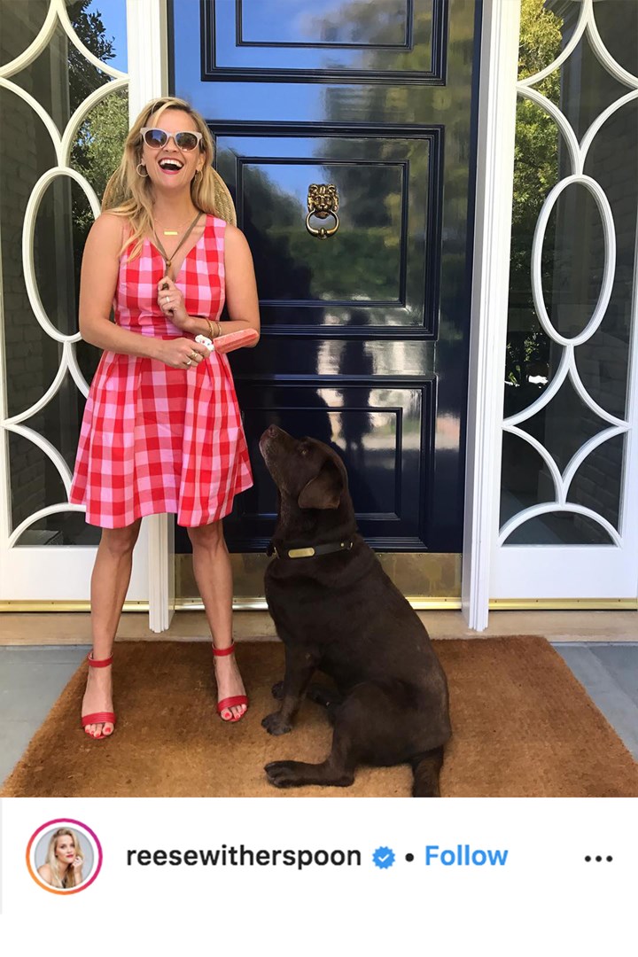 Summer Blues: Reese Witherspoon's Print Sundress and White Bucket