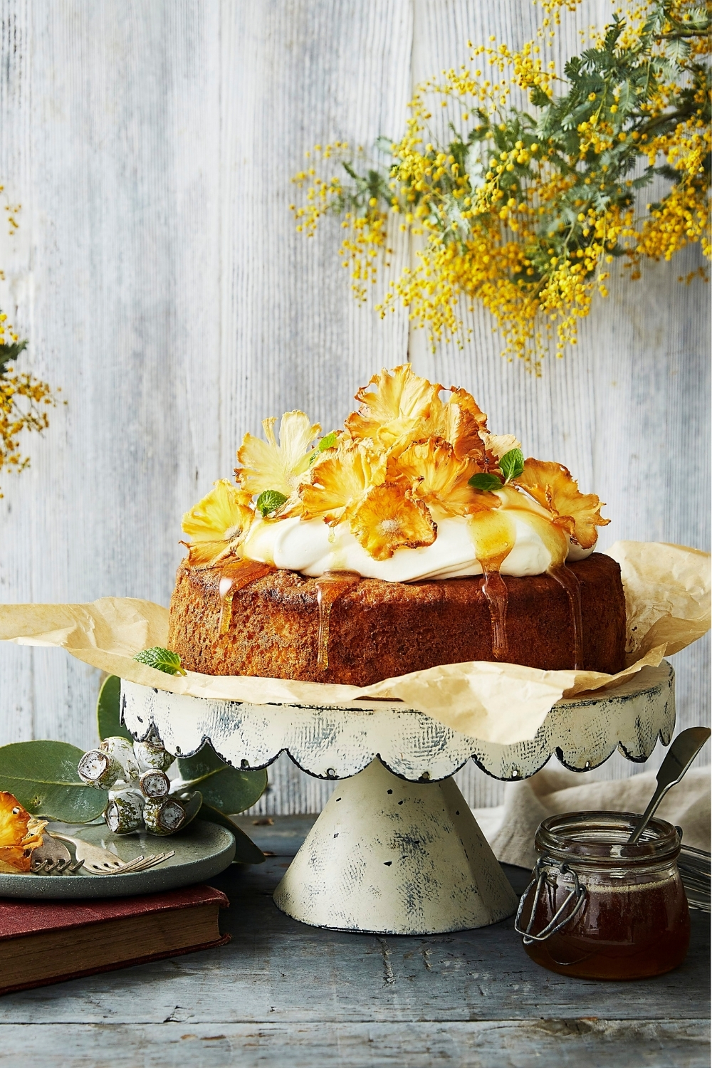 Autumn Spice Cake with Pineapple Flowers - The Kelly Kitchen