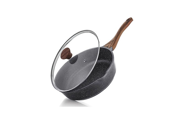 SENSARTE Nonstick Deep Frying Pan,Non Stick Saute Pan with Lid,Large  Skillet Pan