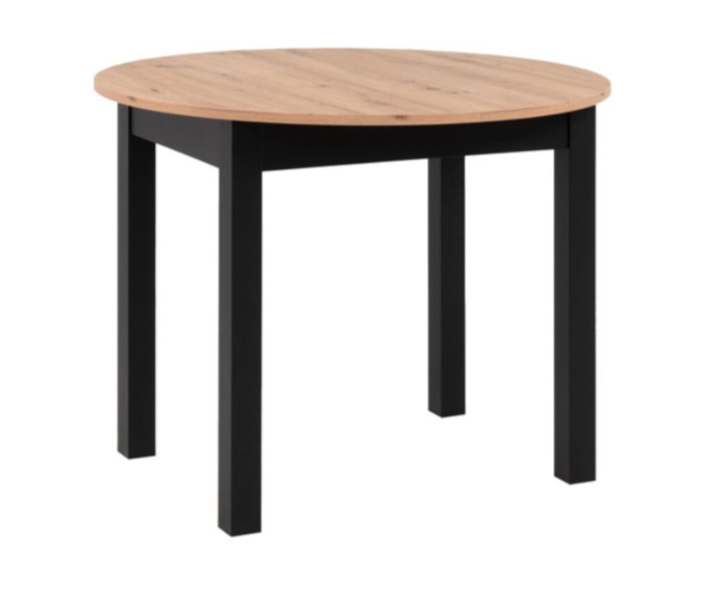extendable dining table with black legs and wooden table top