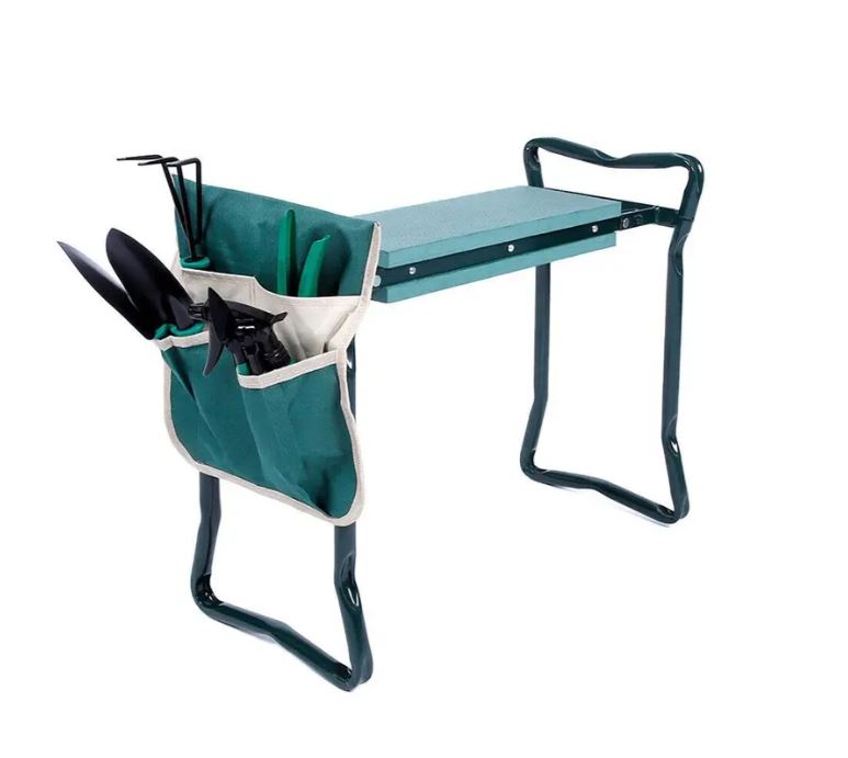 2 In 1 garden kneeler bench foldable knee padded seat stool